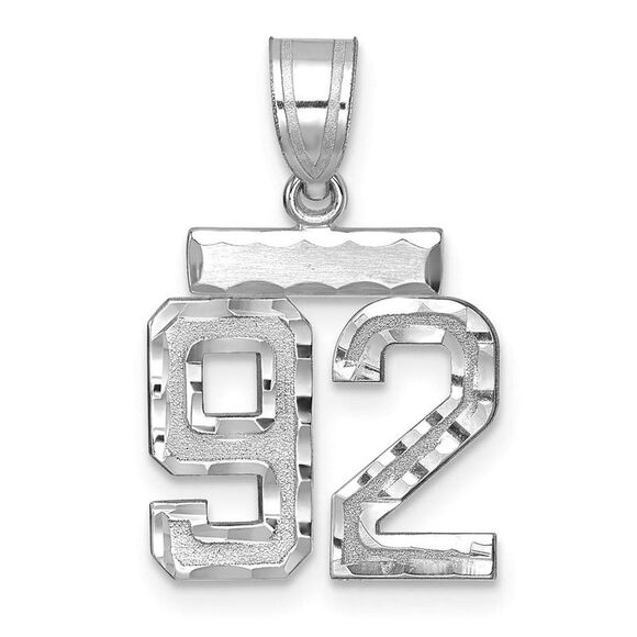 14k White Gold Varsity Collection Small D/C Pendant Number 92